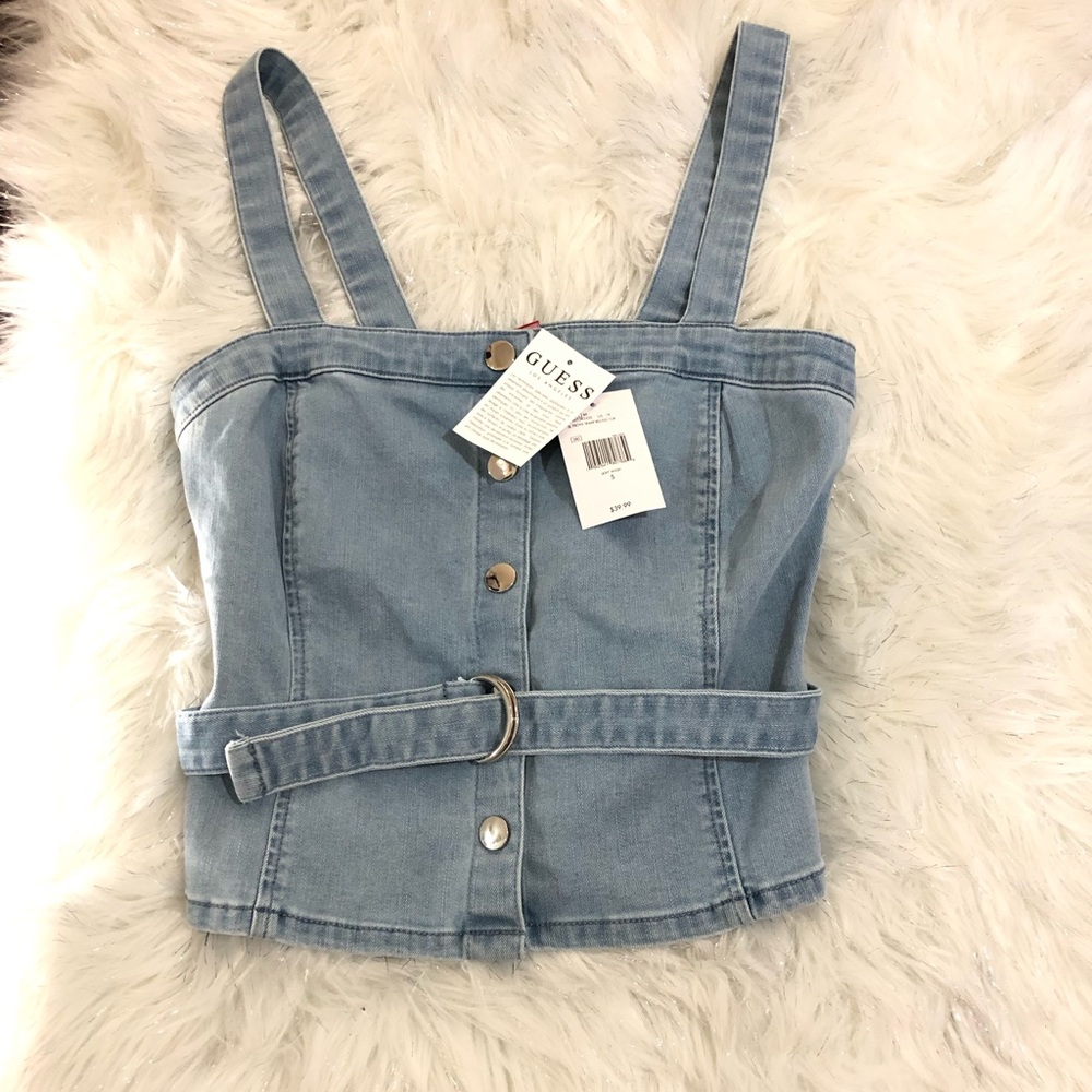 Guess denim belted top